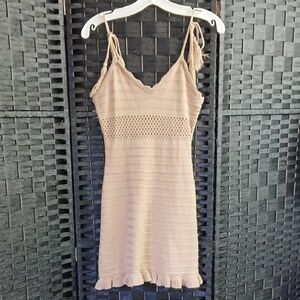 MadRag Beige Crocheted Knit SunDress.       SZ S